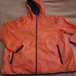 Lands End Men's Full Zip Orange Windbreaker Sz L Outdoors/Vacation/Utility